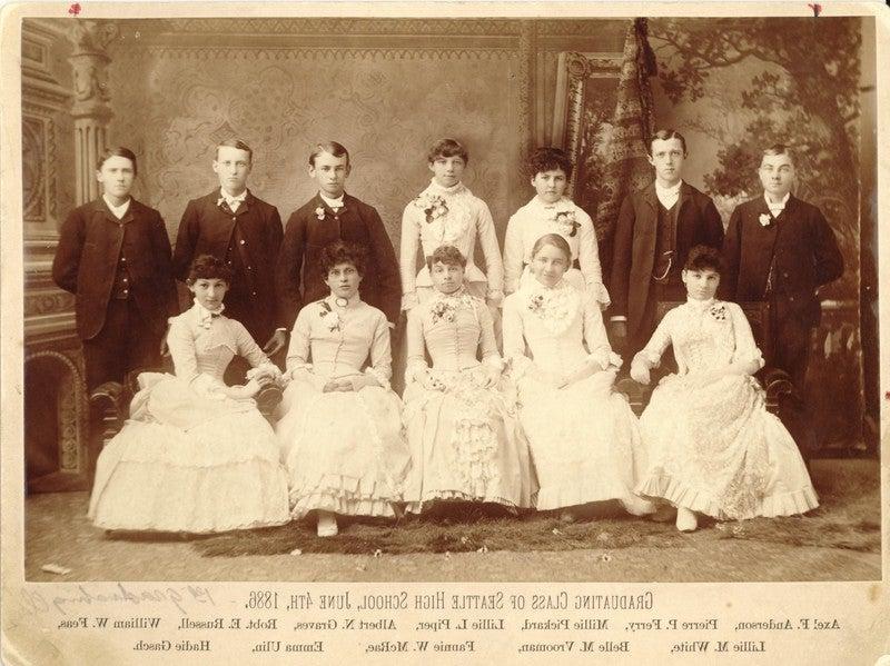 First graduating class of Seattle High School, June 4, 1886